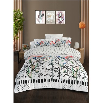 Постельное белье Карвен Stripe Satin с цветным принтом семейное N251-SB004 (7пр.) (Акция)