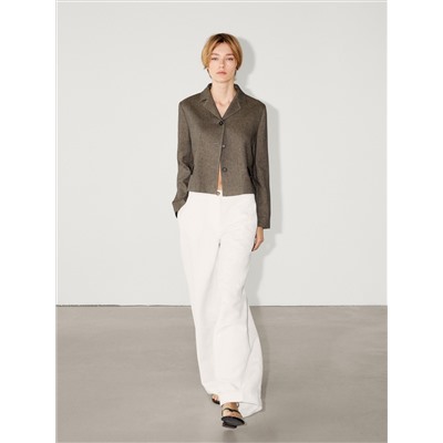 Americana crop bolsillos solapa