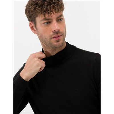 Black Slim Fit Half Fisherman воротник базовый вязаный свитер