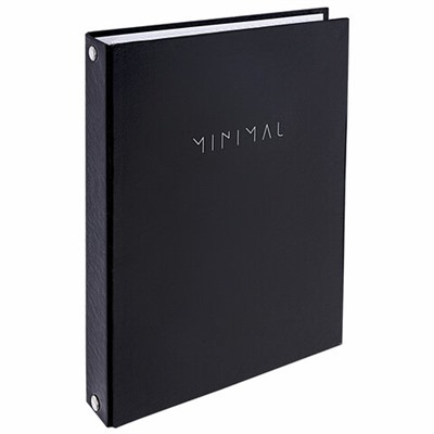 Тетрадь на кольцах А5 175х215 мм, 120 л., твердый картон, клетка, BRAUBERG "Minimal black", 404713