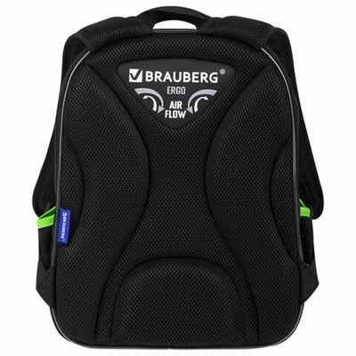 Ранец BRAUBERG QUADRO, 3 отделения, с брелком, "Tyrannosaur", светящийся рисунок, 37х28х18 см, 272021