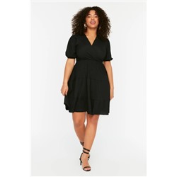 Black Skateer v -neck Cruve закрытие вязаного платья с большим размером TBBSS22EL2987
