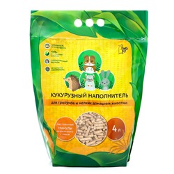 Наполнитель кукурузный "Золотой кот", гранулированный, 4 л