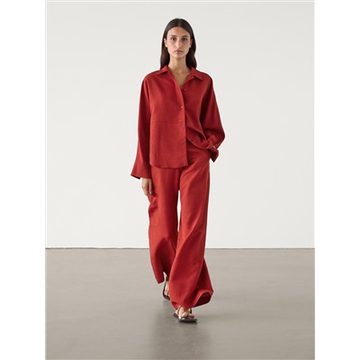 Pantalón wide leg conjunto con lino