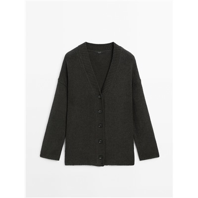 Knit V-neck cardigan with buttons