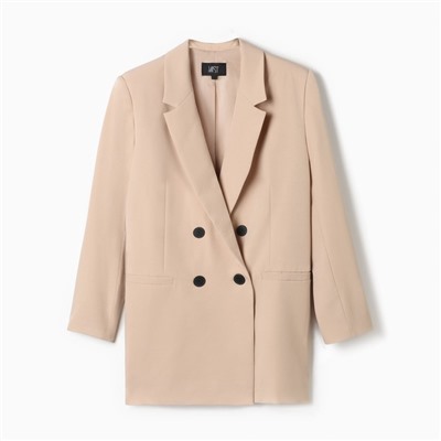 Пиджак женский двубортный MIST plus-size, р.52, бежевый
