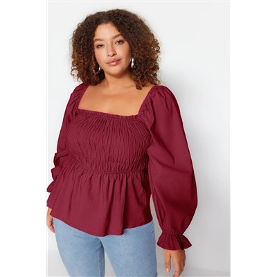 Bordeaux Giped Woven Blare Size Blouse TBBSS23AF00035