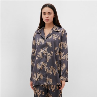 Пижама женская (рубашка и брюки) KAFTAN "Дракон", размер 48-50, графитовый