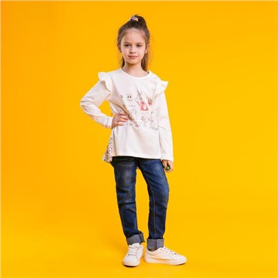 Джемпер для девочки MINAKU Pretty garden, рост 86-92 см, белый