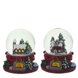 Фигурка декор в стекл шаре "Домик", D6,5 см, L8 W8 H9 см, 2в.