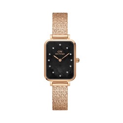 Reloj de cuarzo de acero Quadro 20 x 26 mm - Rosa dorado y negro