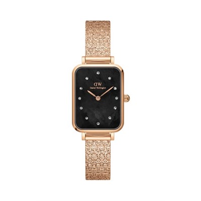 Reloj de cuarzo de acero Quadro 20 x 26 mm - Rosa dorado y negro
