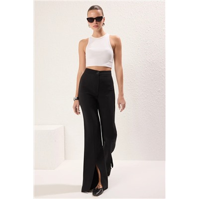 Black Flare Испанский PACA PACASı Slip подробный тканые брюки Twoaw22pl0046