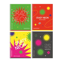 Тетрадь 96л., А5, клетка на гребне BG "Crazy neon", неоновая краска