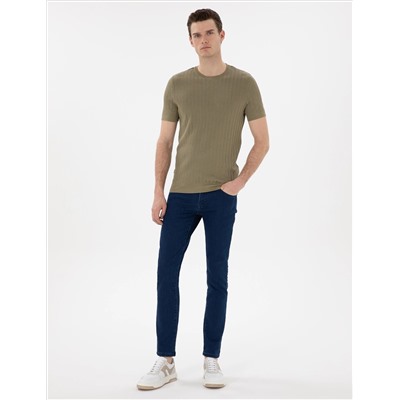 Khaki Slim Fit Bike Yaka Triko T -For