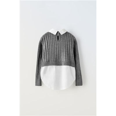 CAMISA POPELÍN COMBINADA PUNTO