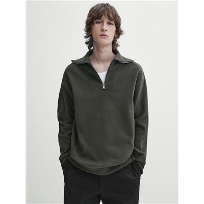 Sudadera cuello mock cremallera