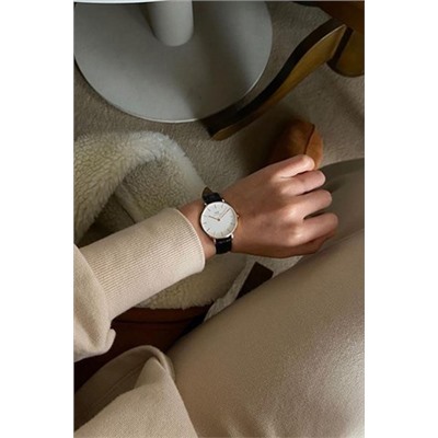 Reloj de cuarzo de piel y chapado en oro rosa Petite Reading