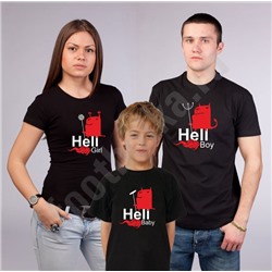 Футболки для семьи "Hell boy / girl / baby" halloween