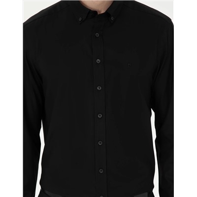 Black Slim Fit рубашка с длинным рукавом