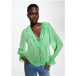 Blusa cuello volantes -  Mujer | MANGO OUTLET España