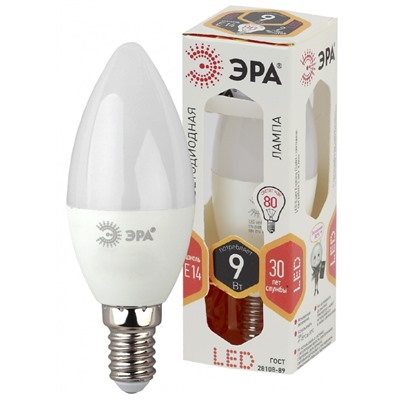 Нарушена упаковка.   Светодиодная лампа E14 9W 2700К (теплый) Эра LED B35-9W-827-E14 () Б0027969