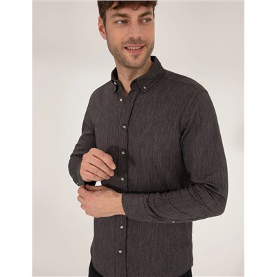 Black Slim Fit рубашка с длинным рукавом