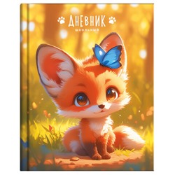 Дневник 1-4 класс 48 л., твердый, ЮНЛАНДИЯ, выборочный лак, с подсказом, "Лисёнок", 107163