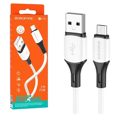 Кабель USB - Micro BOROFONE BX79 Silicone (белый) 1м