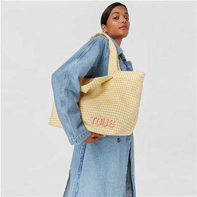 Bolso capazo Tous Carol Vichy - algodón - amarillo