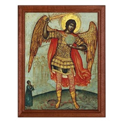 POSV-0198 Постер в рамке 17x23см Симон Ушаков - Архангел Михаил, попирающий дьявола (1676)