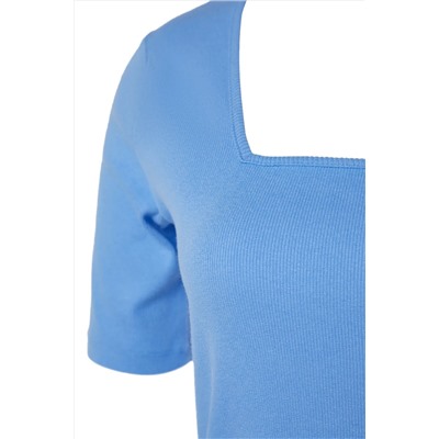 LILA Fitted Square воротник Knakorse вязание крупного размера базовая футболка TBBSS22BF0027