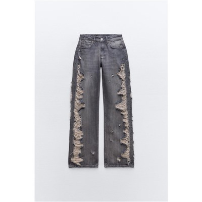 JEANS TRF WIDE LEG ROTOS TIRO MEDIO