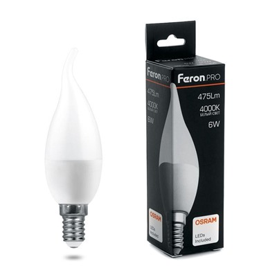 Нарушена упаковка!   Лампа светодиодная Feron.PRO LB-1306 Свеча E14 6W 4000K  38048