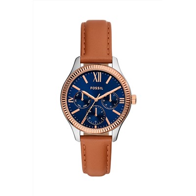 Reloj de cuarzo de piel - Marrón y plateado