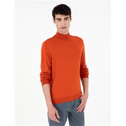 Оранжевый Slim Fit Half Fisherman воротник базовый вязаный свитер