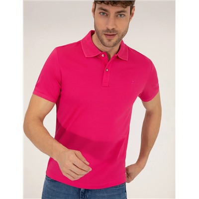 Pink Slim Fit Polo Yaka Mercerized T -For
