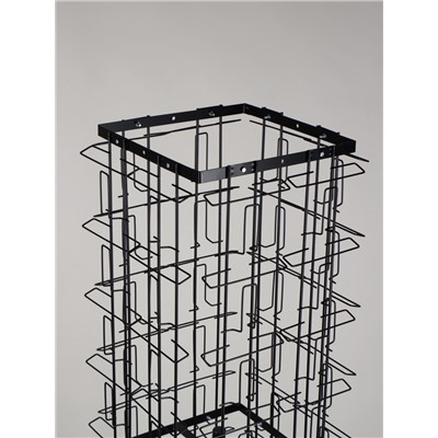 Стойка для открыток вращающаяся, напольная, металл, 80 карманов A5, 45×45×180 см, чёрная