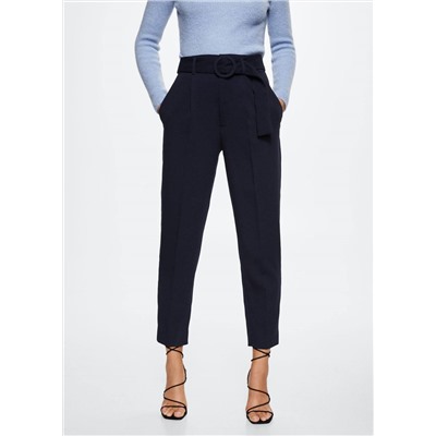 Pantalón recto cinturón -  Mujer | MANGO OUTLET España