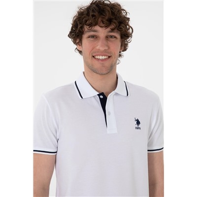 Мужская стройная посадка Polo Yaka White Basic T -Fish Surprise Discount в корзине