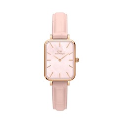 Reloj de cuarzo de piel, nácar y acero chapado en oro rosa