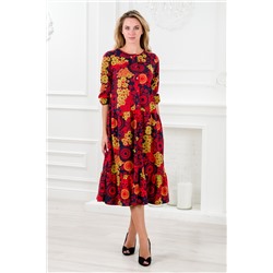 Платье женское из кулирки Софи / Цветочный калейдоскоп