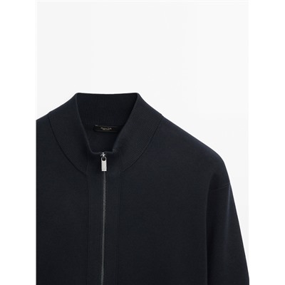 Cárdigan punto milano cuello mock cremallera