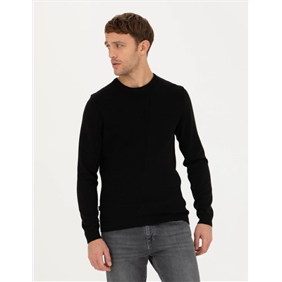 Black Slim Fit Bike Yaka Knitwear свитер