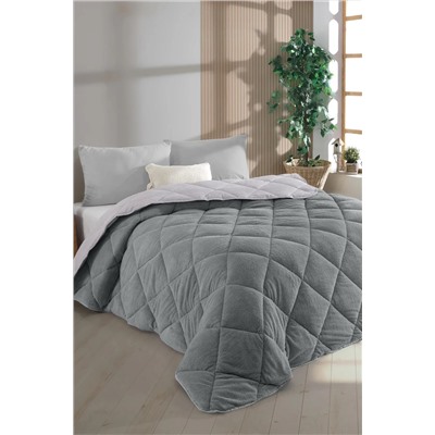 Zeynep Tekstil Gray Роскошное двухстороннее серое одеяло Welsoft Cotton Silicone 195x215
