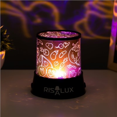 Ночник-проектор "Фрукты. Правильное питание" LED USB/от батареек черный 10,8х10,8х11,5 см RISALUX  9