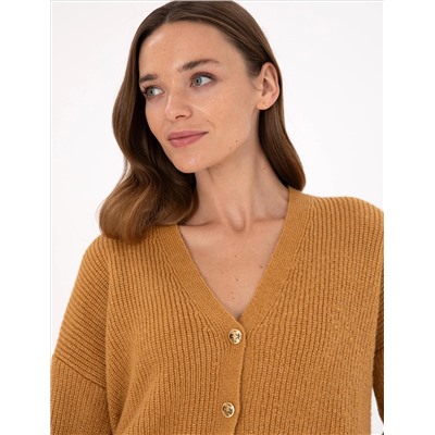 Camel Comfort Fit Triko Cardigan