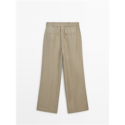 Pantalón lino wide leg