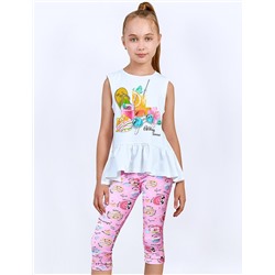 Костюм летний для девочки KETMIN SUNNY BEACH цв.Белый/Розовый