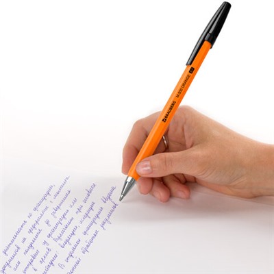 Ручка шариковая BRAUBERG "M-500 ORANGE", ЧЕРНАЯ, корпус оранжевый, узел 0,7 мм, линия письма 0,35 мм, 143449